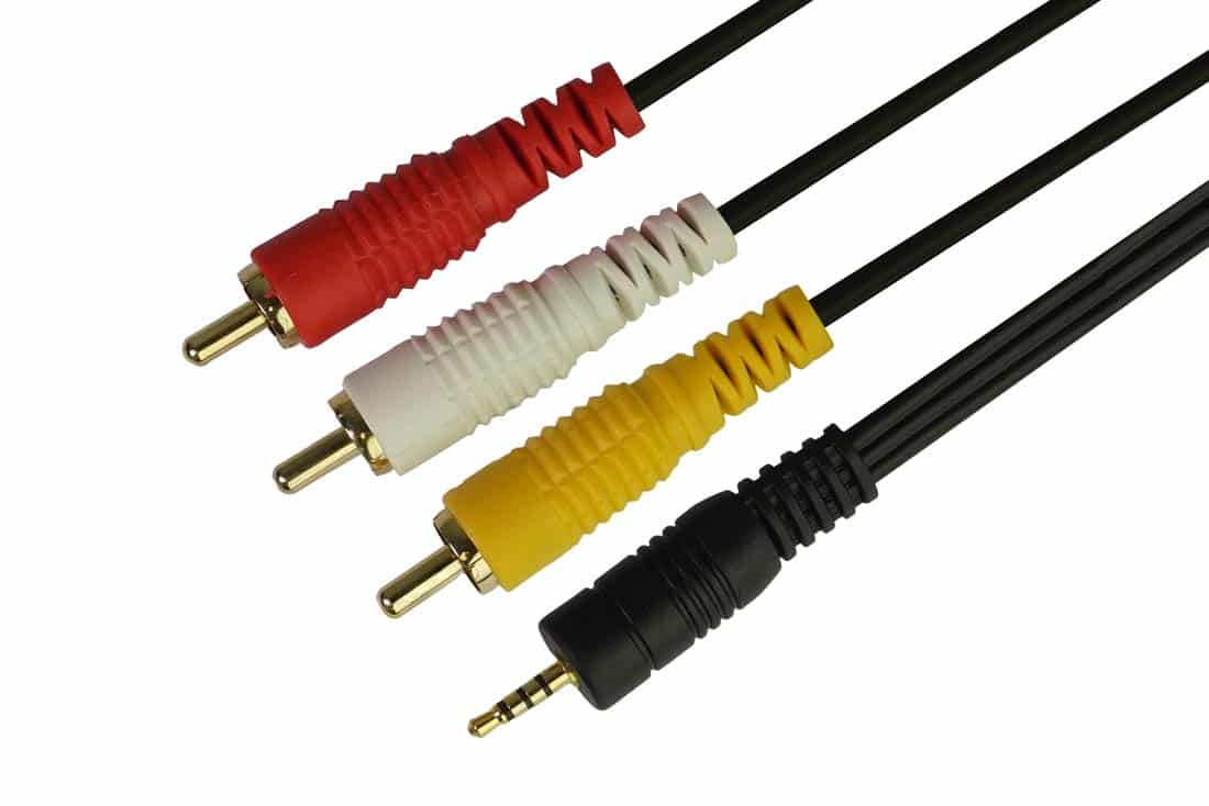 כבל תקע 3RCA לתקע AUX 2.5mm TRRS באורך 1.8 מטר