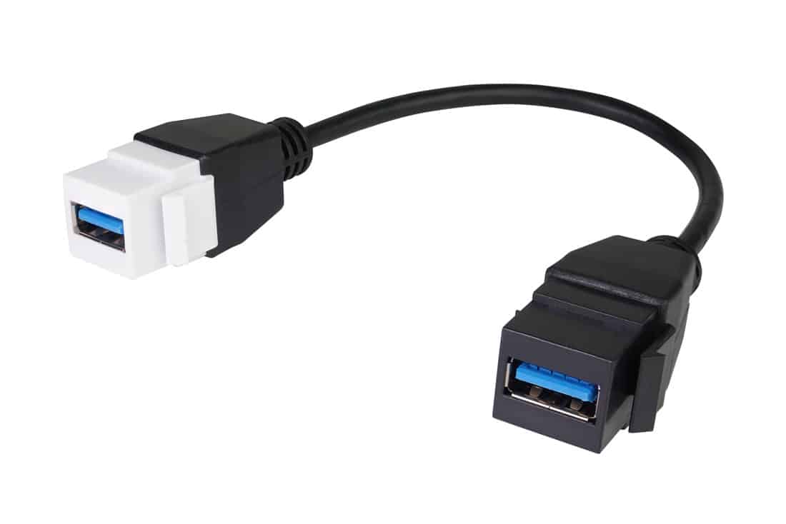 מעביר שקע USB3.0 לשקע USB3.0 קיסטון עם כבל