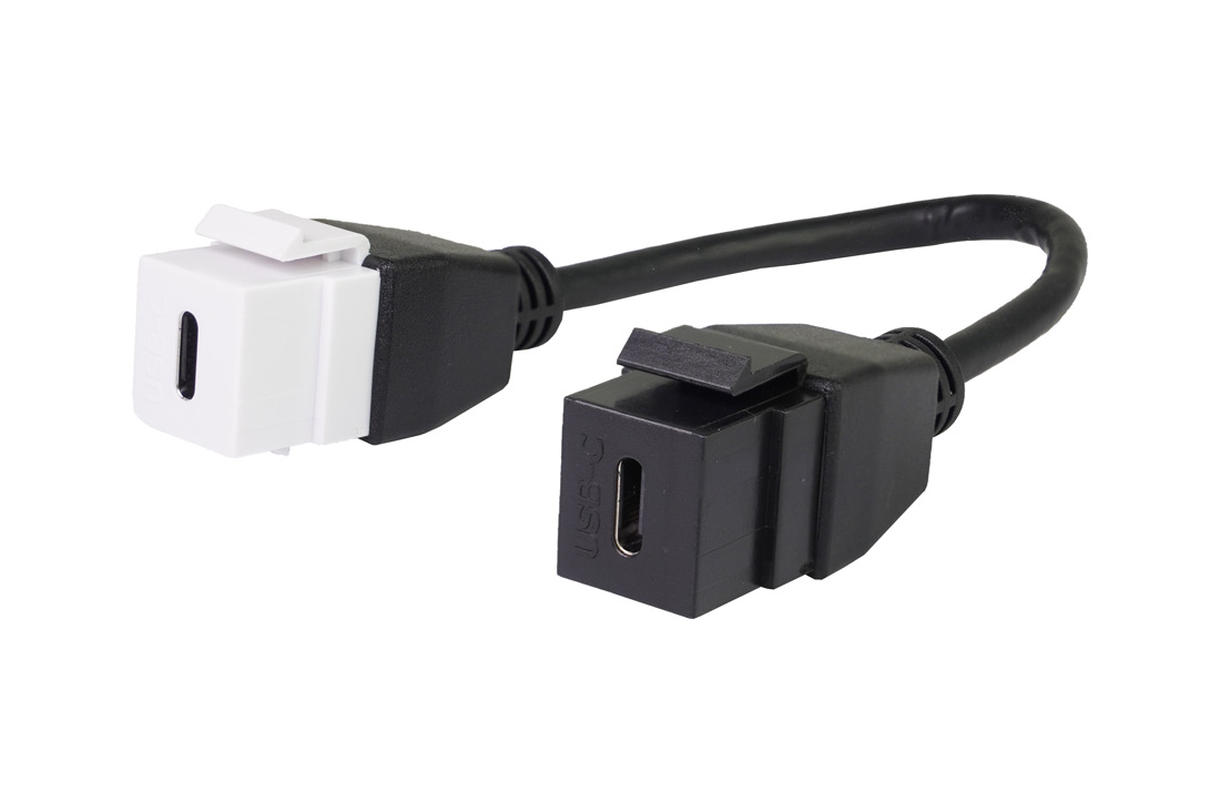 מעביר שקע - שקע USB3.1 Type C קיסטון כולל כבל