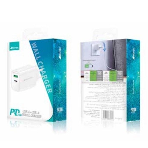 מטען קיר PD 20W מהיר עם שקע C + USB ללא כבל NORDIC