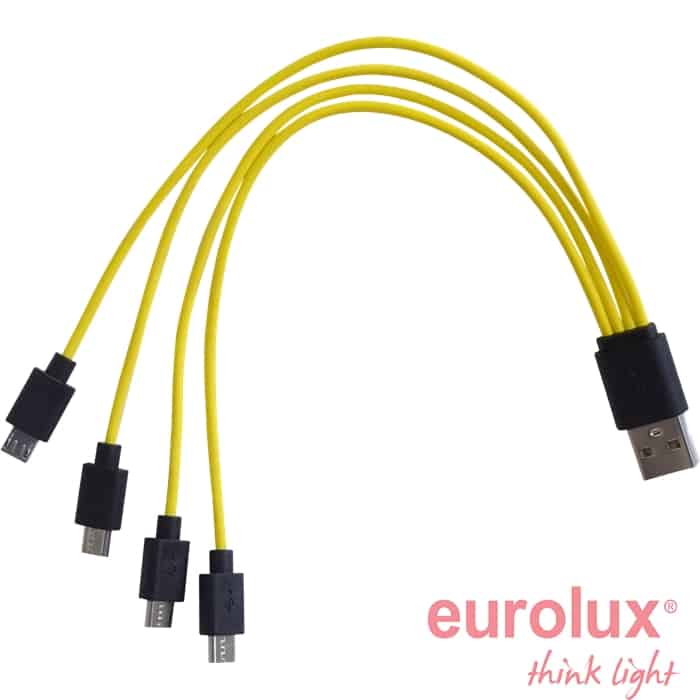 כבל טעינה 4 יציאות EUROLUX MicroUSB