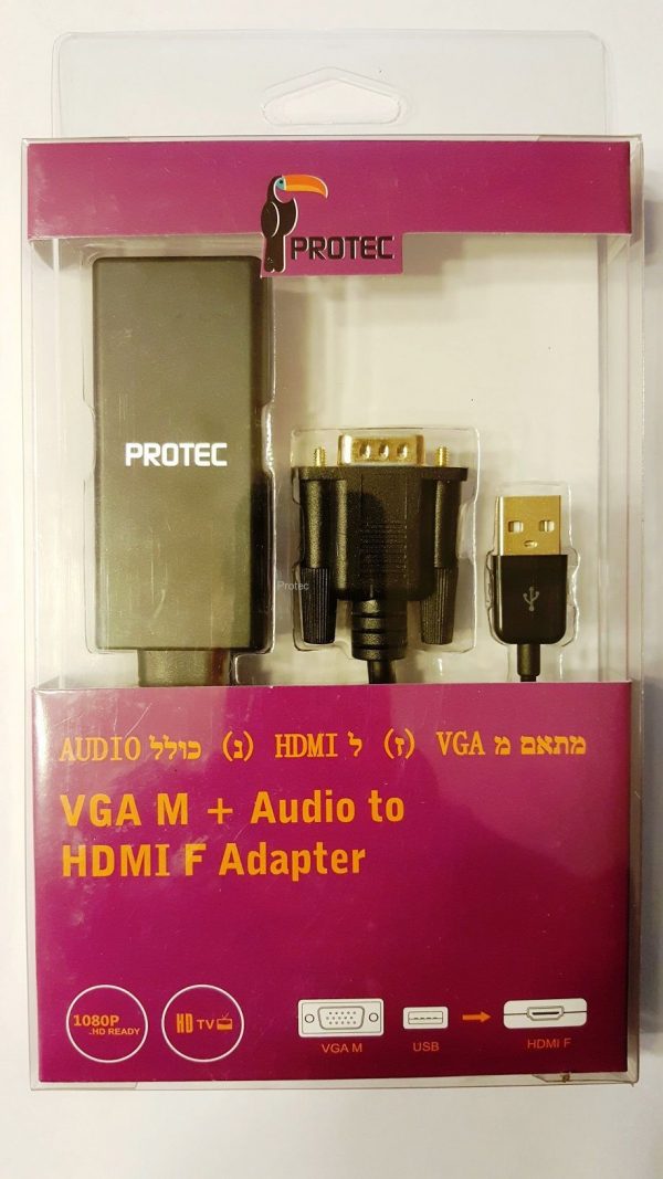 כבל מתאם מ VGA ל PROTEC HDMI