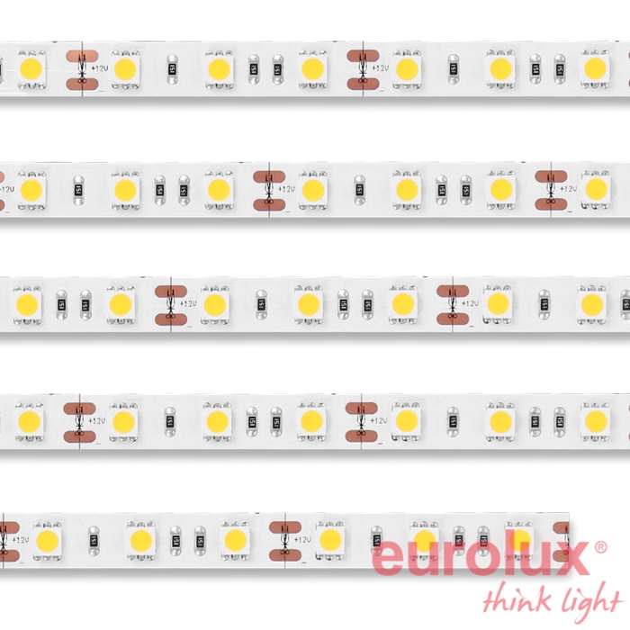 פס חבל 5050 לדים 1 מטר מתוך גליל 5 מטר לבן חם 24V 15W