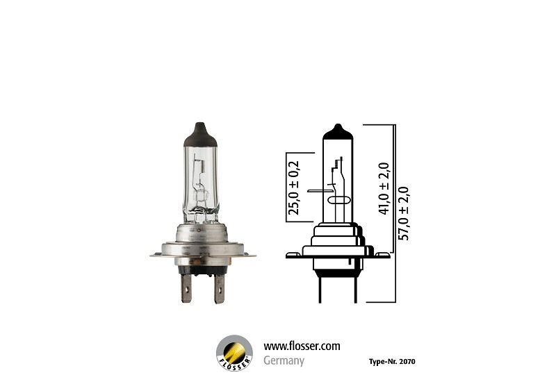 נורה לרכב 55W 12V H7 מחוזקת FLOSSER GERMANY