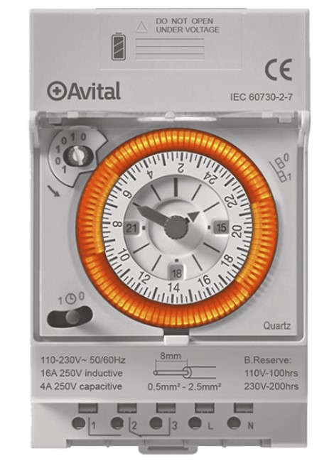 שעון שבת מכני יומי 15 דקות AVITAL electric 16A