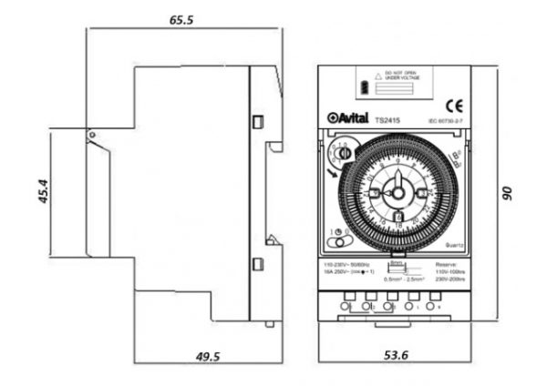 שעון שבת מכני יומי 15 דקות AVITAL electric 16A