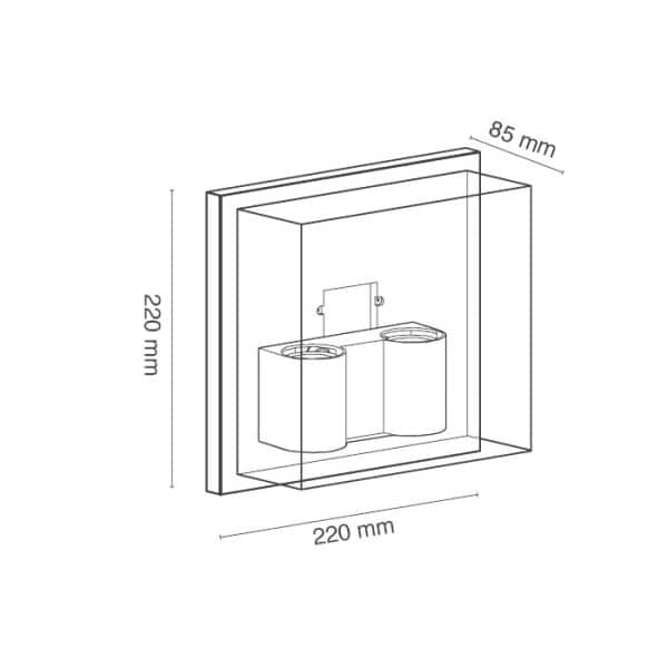 גוף תאורה צמוד קיר חיצוני "קוביה" מרובע אפור E27 X 2 IP54 220X220 גוף תאורה צמוד קיר חיצוני "קוביה" מרובע אפור E27 X 2 IP54 220X220