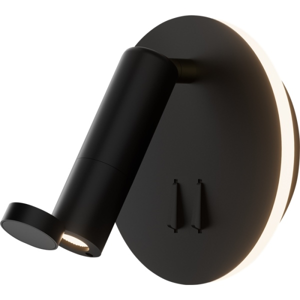 מנורת קיר לשבת 3W+6W גוף שחור אור חם eurolux