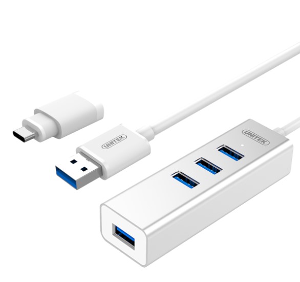 מפצל אלומיניום UNITEK USB3.0 TYPE C 4-Port Aluminium Hub