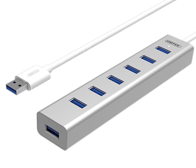 מפצל אלומיניום UNITEK USB3.0 7 Port Hub