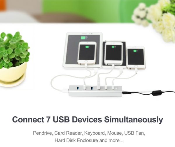 מפצל אלומיניום UNITEK USB3.0 7 Port Hub