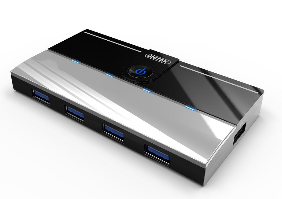 מפצל 4 יציאות USB 3.0 כולל ספק כח UNITEK 5V 4A