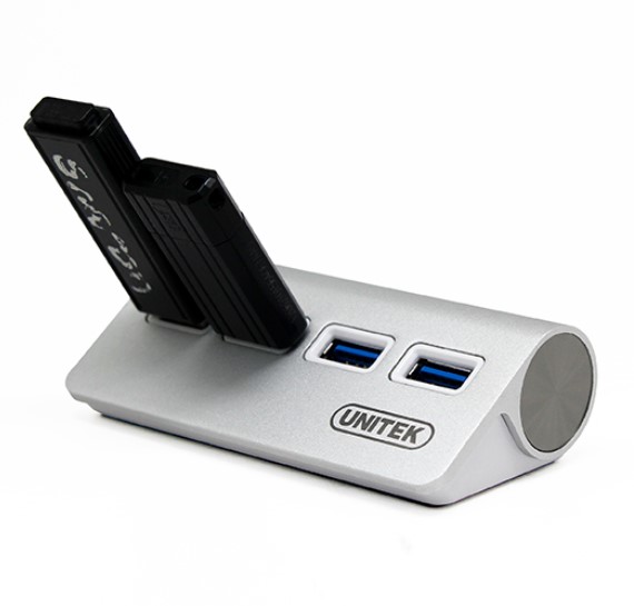 מפצל USB אלומיניום UNITEK USB3.0 4-Port Aluminium Hub