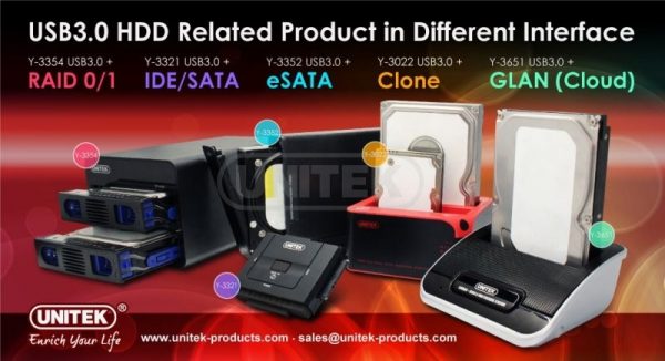 תחנת עגינה דיסק קשיח 2.5" או 3.5" UNITEK ESATA SATA III Docking Station