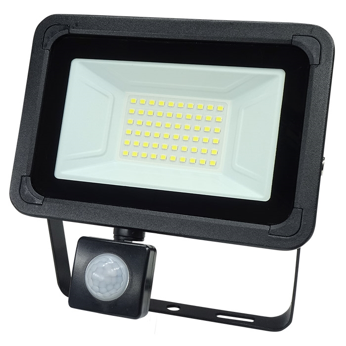 פנס לד הצפה שחור 230V עם חיישן 50W אור יום Eurolux 5000K