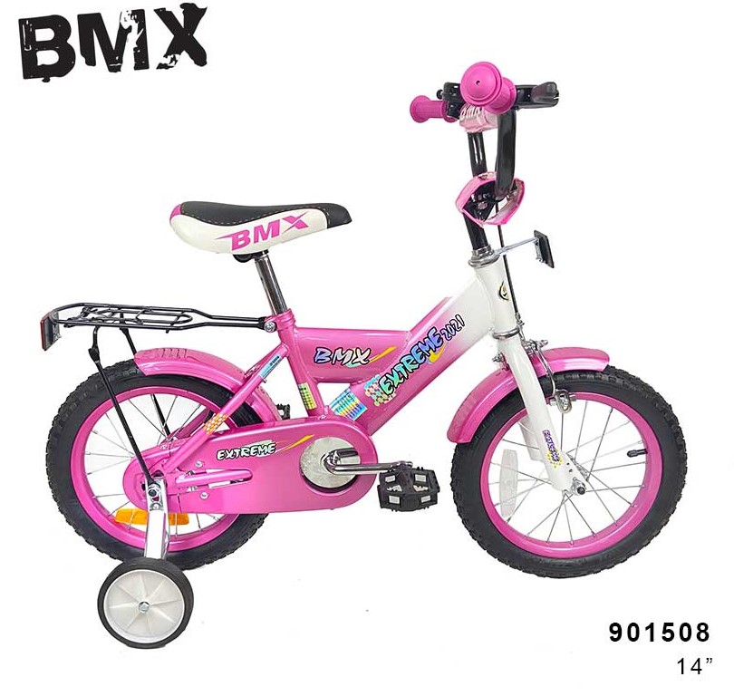 אופני ילדים BMX בגודל 14 אינצ', האופניים מגיעות 86% מורכבות - צבע ורוד