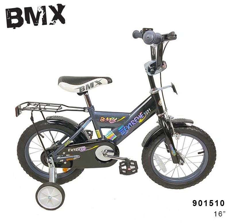אופני ילדים BMX בגודל 16 אינצ', האופניים מגיעות 86% מורכבות - צבע אפור