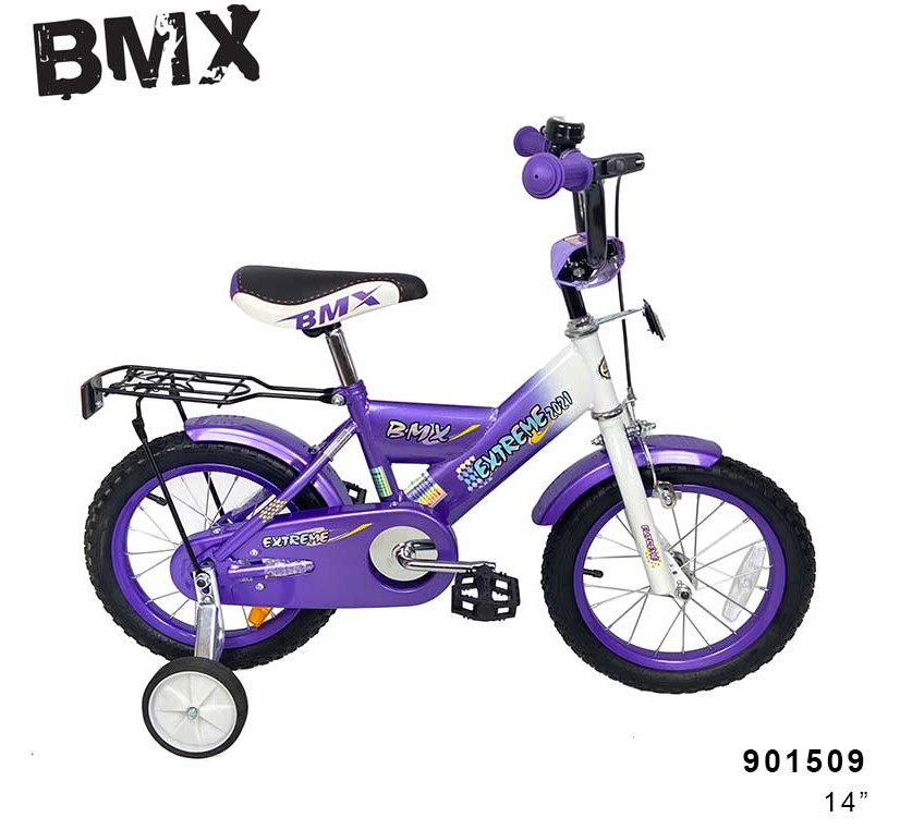 אופני ילדים BMX בגודל 14 אינצ', האופניים מגיעות 86% מורכבות - צבע סגול