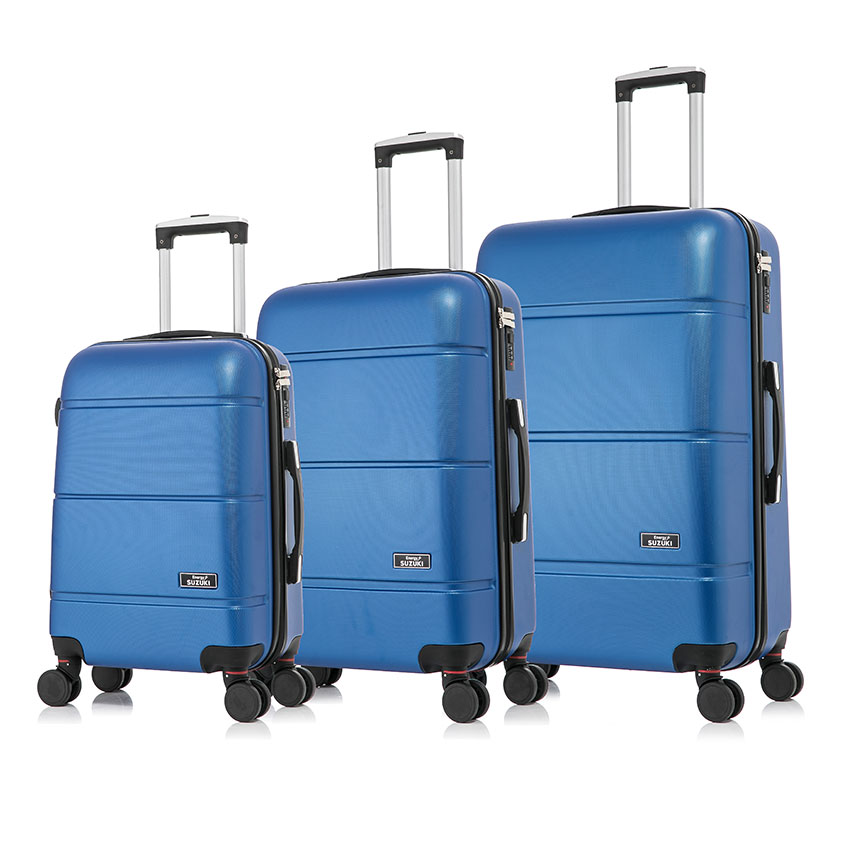 סט 3 מזוודות קשיחות ABS בגדלים 20, 24 ו-28 אינץ' בצבע כחול נייבי